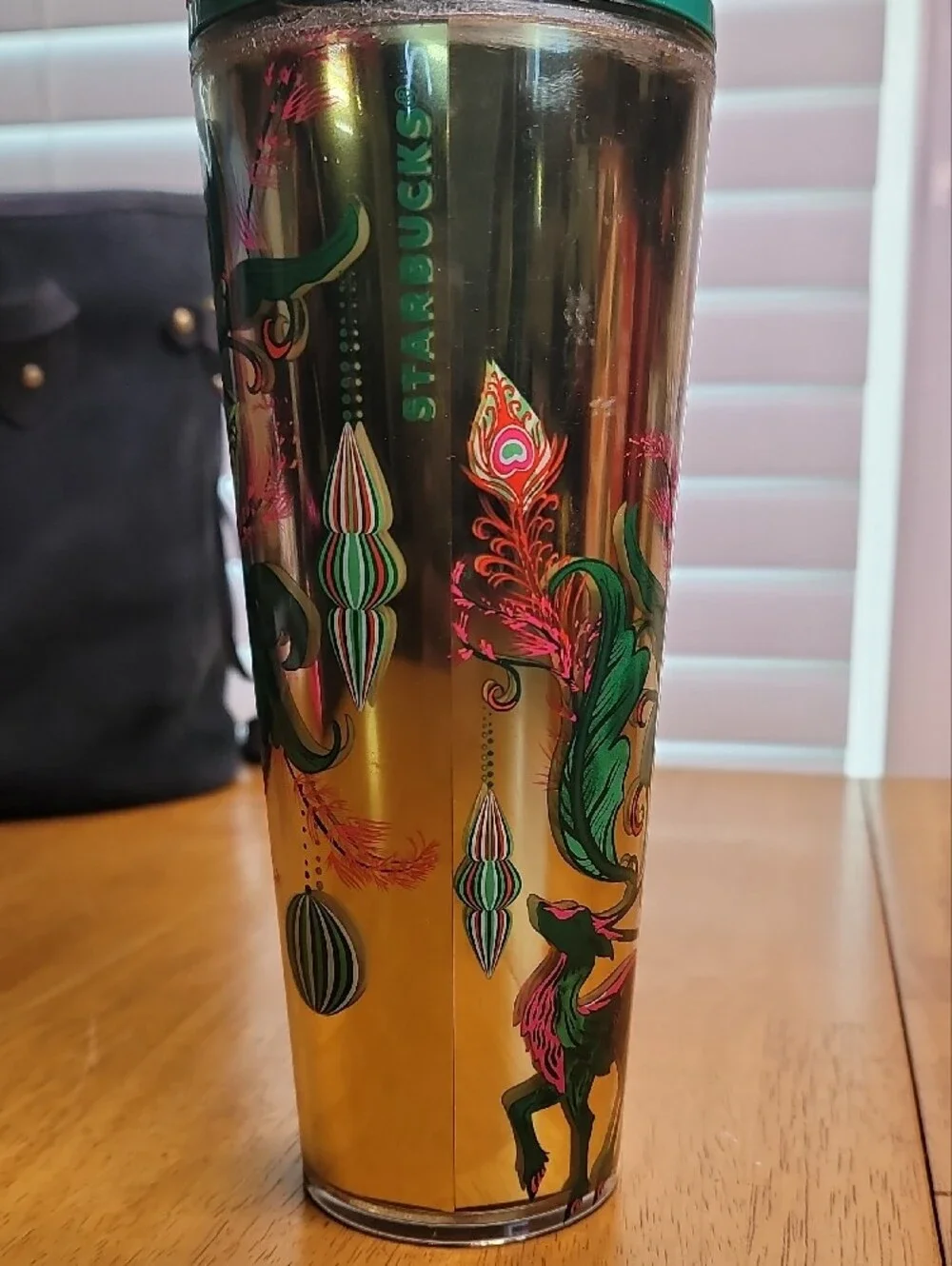 Starbucks 2024 Holiday Gold Mirror Ornament Floral cold cup tumbler (24 oz)